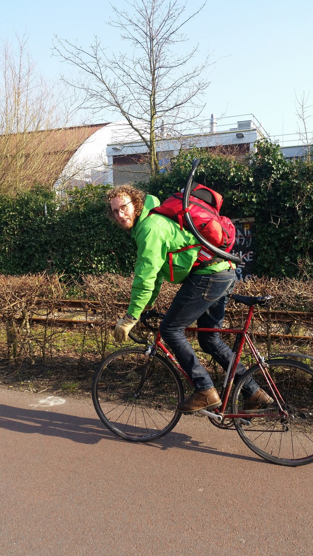 Alex onderweg op de fiets