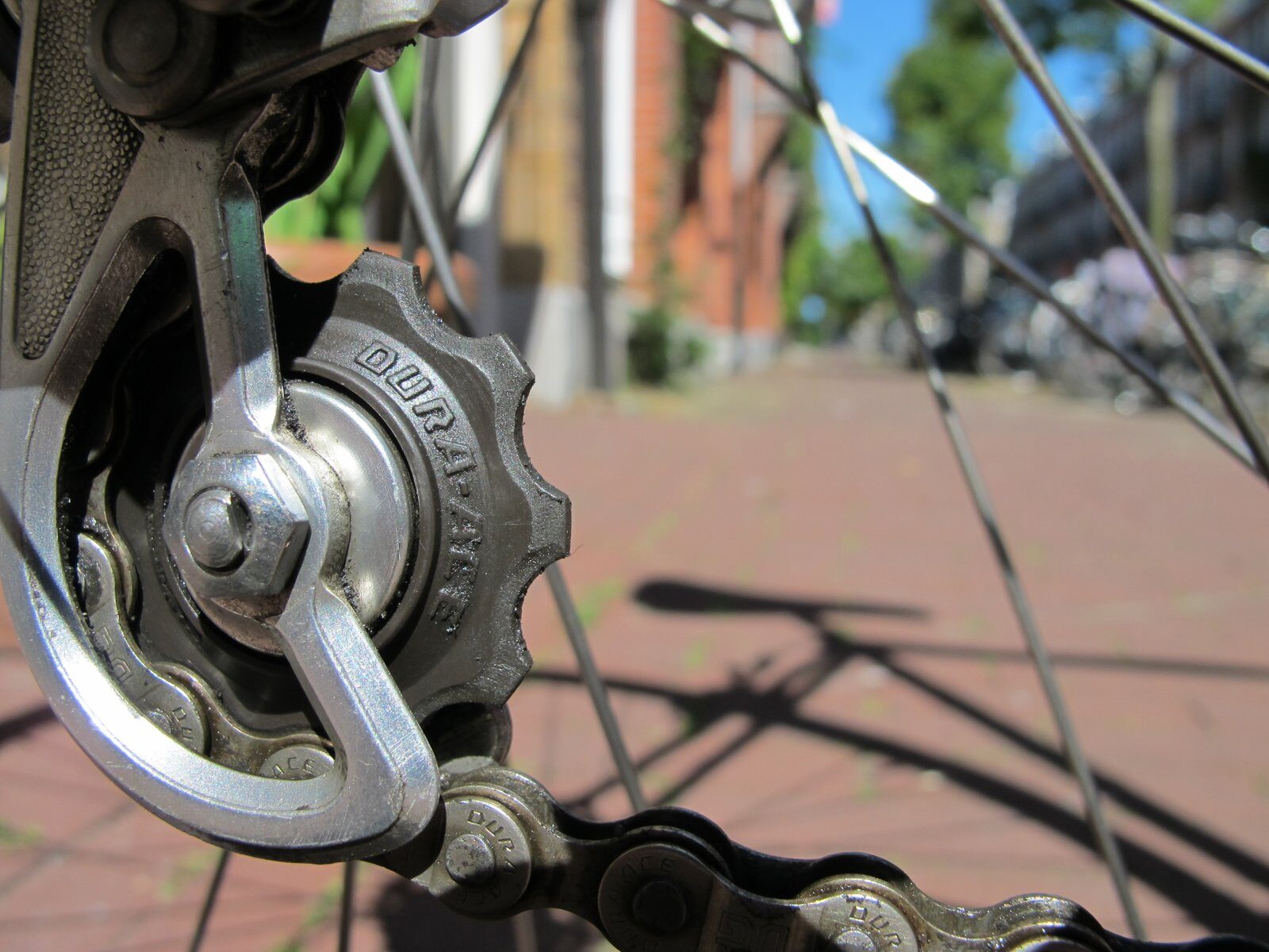 Close-up van een derailleur